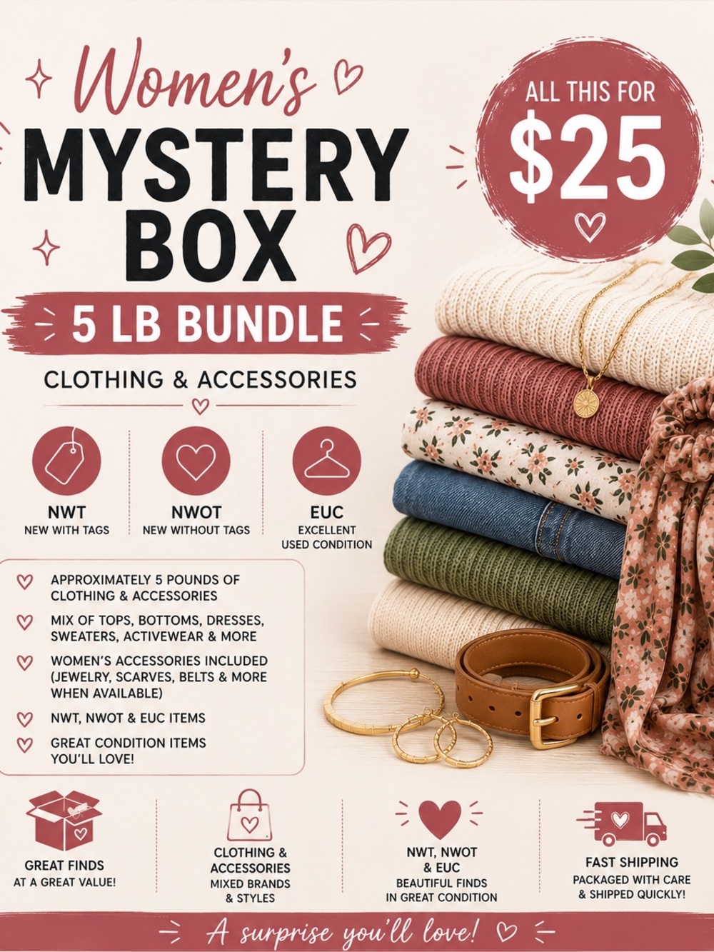 🎁 Women’s 5 lb Mystery Box | Clothing & Accessories | NWT, NWOT & EUC